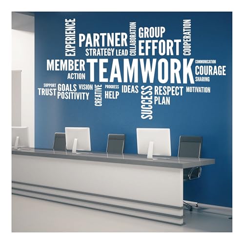 Teamwork Vinyl Wall Decal, Inspirational Office Wall Art, Large Conference