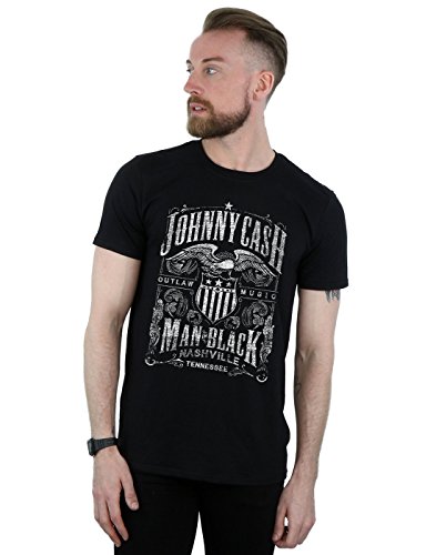 Image of Absolute Cult Johnny Cash Men's Nashville Label T-Shirt Black Medium