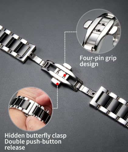 Image of BINLUN Thick Stainless Steel Watch Band Metal Heavy Polished Matte Brushed Finish Watch Strap Replacement for Men Women 16mm /18mm /20mm /21mm /22mm /23mm /24mm /26mm