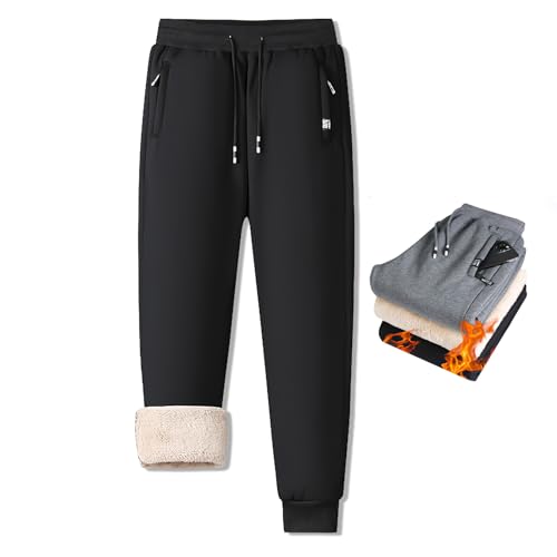 Jeshowmen Calças de moletom masculinas forradas de lã de ovelha calça esportiva de inverno masculina