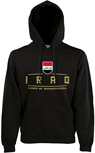 AkyTEX Irak Iraq Fan Hoodie Kapuzenpullover WM2018 Schwarz M