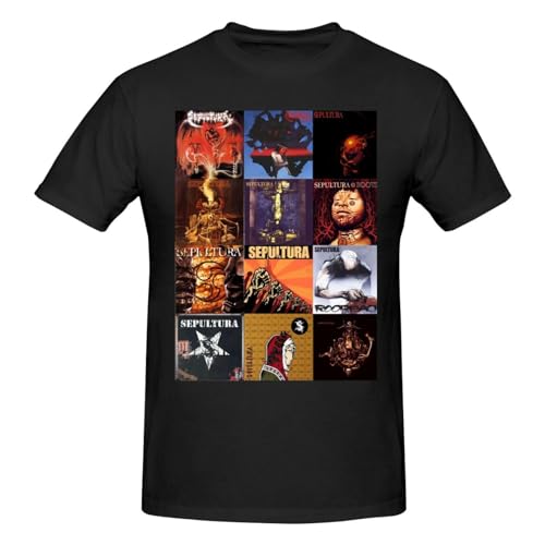 Sepulturas Men's Shirt Top Fashion Casual Breathable Cotton Short Sleeve T-Shirt Fashion Cool Custom T-Shirt Top Black Medium