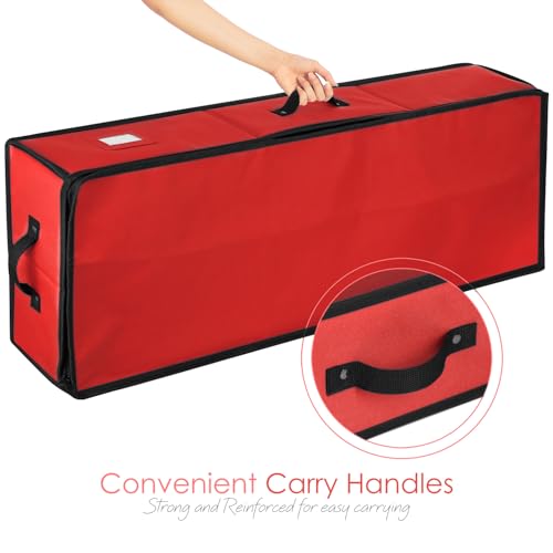 Image of Hearth & Harbor Wrapping Paper Storage Container - Christmas Storage Bag with Interior Pockets - Gift Wrap Organizer Fits Up to 22 Rolls of 40 inch - Tear Proof, Red