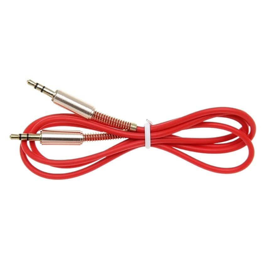 1m Spring Aux Audio Extension Cable Male to Male Stereo Auxiliary Headphone Cord Wire