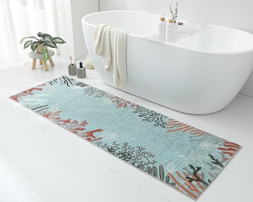 Tapete corredor lavado Coral Coastal 2x6 Aqua miniatura 3