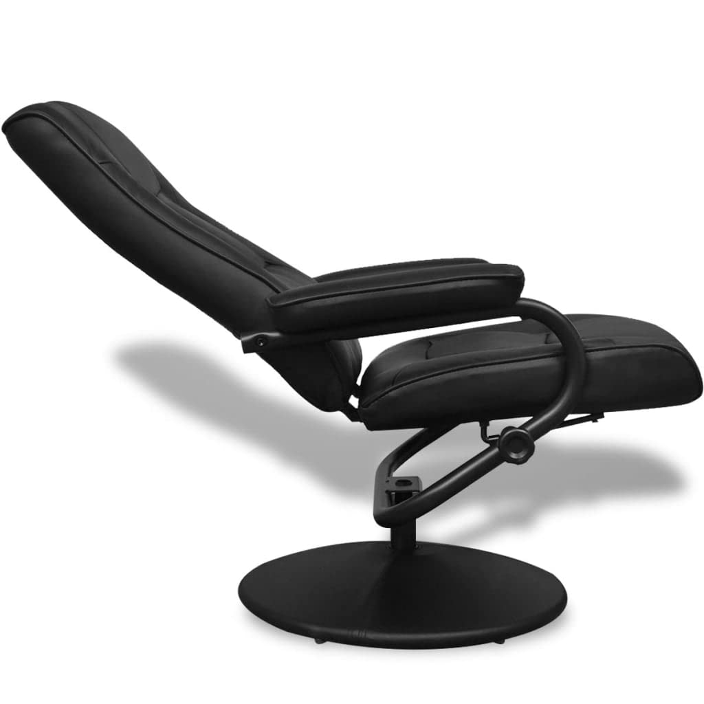 Polstersessel Relaxsessel Verstellbare Rückenlehne TV-Sessel mit Fußhocker Schwarz Kunstleder,Ideal für die kommerzielle und Private Nutzung 66.5 x 110 x 85 cm (L x B x H)