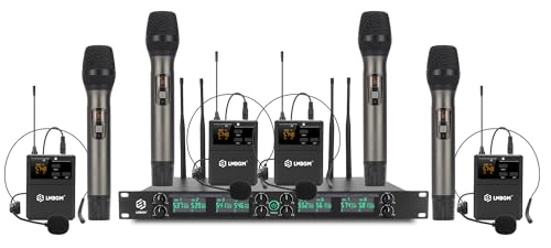 Système de microphone sans fil UHF 8 canaux K-27R avec 4 micros main et 4 bodypacks