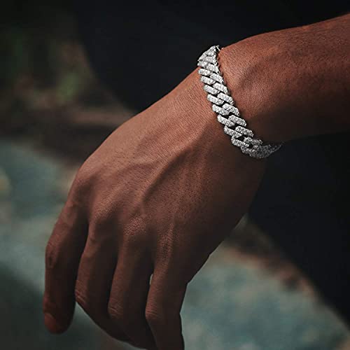 12mm Real 18K or White Gold Plated Diamond Iced Out Cuban Link Chain or Bracelet Hip Hop Miami Necklace Prong-Setting Choker for Men Women4