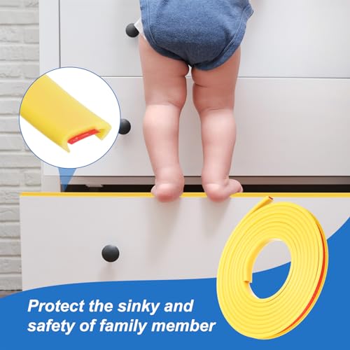 Image of uxcell U-Shape Edge Banding, 9.8ft x 9mm TPE Self-Adhesive Veneer Edging, Plywood Edge Trim Flexible Furniture Edge Protector for Countertop Cabinet Shelf Repair Restoration (Yellow)