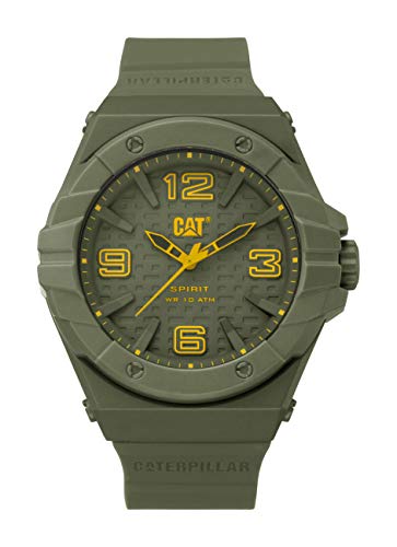 CAT Spirit II Military Green Men Watch, 46.5 mm case, Military Green face, Polycarbonate case, Military Green Silicone Strap, Military Green dial (LE.111.28.838) (Green)