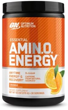 Optimum Nutrition Amino Energy - Pre Workout with Green Tea, BCAA, Amino Acids, Keto Friendly, Green Coffee Extract, Energy Powder - Orange Cooler, 30 Servings