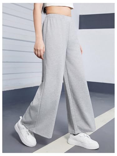 SweatyRocks Girl's Wide Leg Sweatpants Elastic High Waisted Workout Jogger Pants3