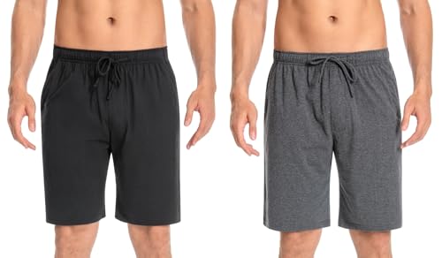 2Pack Men's Bottom Cotton Shorts Loungewear Pyjama Pants Nightwaer Trousers With Pockets,S-XXL.