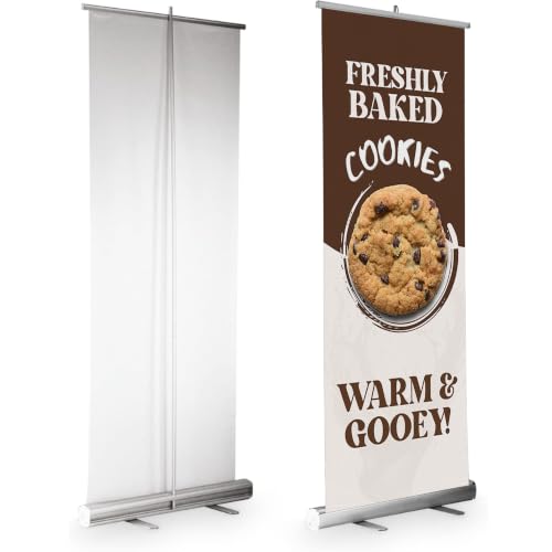 DreamController Food Retractable Stand Banner by DC | 33"x81" Roll-Up Display | Freshly Baked Cookies Warm Gooey Vertical Pull-Up Banner Stand for Trade Shows & Events | Made in USA