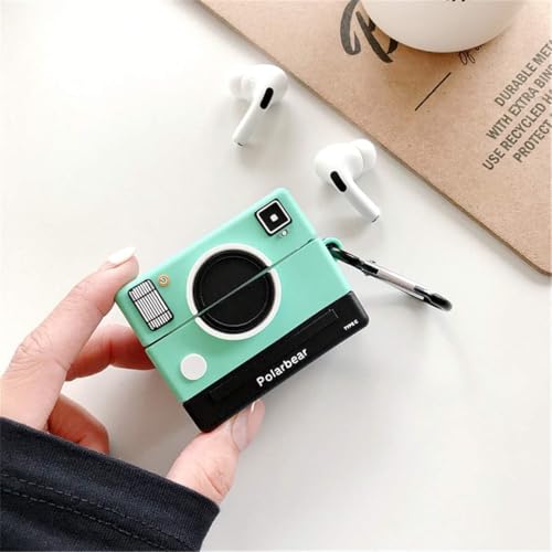 Image of Dezet Cute Soft Silicone Pouh Case for Airpods Pro GEN-2 (2022) � 3D Cartoon Animal Character Cover with Keychain Ring, Shockproof & Dustproof Protective Case for Kids & Girls (Polar Green)
