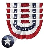 4Pack American Bunting Flags 2X4Ft Usa Pleated Fan Flag 4Th Of July Patriotic Decorations Flag Embroidered Stars &Amp; Sewn Stripes Canvas Header Brass Grommets Decor Outside Porch Garden