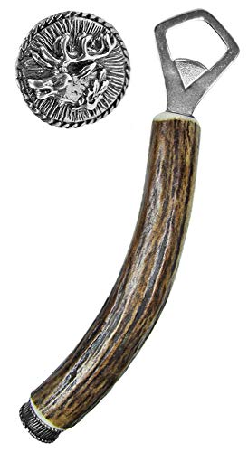 Funk Hirschhorn Flaschenöffner mit Zierkappe - Hirsch - Tolles Accessoire zur Lederhose auf Oktoberfest oder Kirchweih