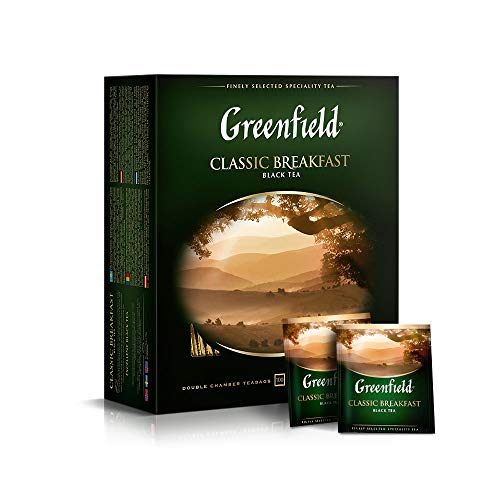 Greenfield Classic Breakfast Сlassic Collection Black Tea Finely Selected Speciality Tea 100 Double Chamber Teabags With Tags in