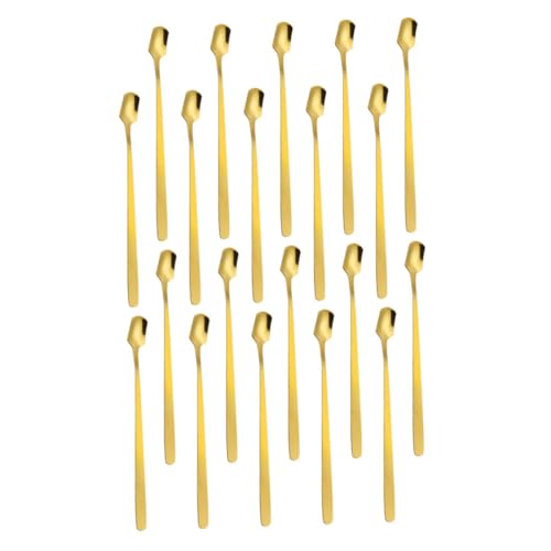 COLLBATH Set of 5 Square Coffee Spoons Long Handle Dessert Spoons Stainless Steel