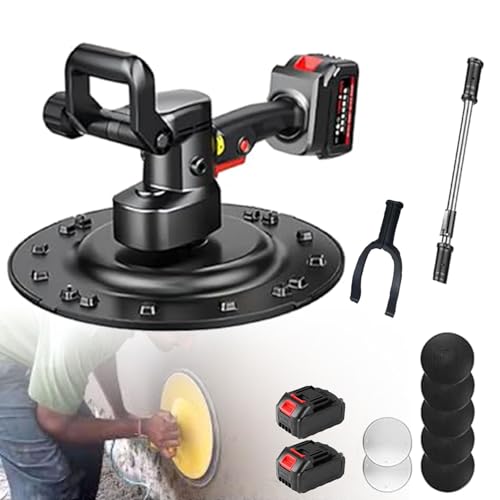 Lijadora de pared eléctrica, lijadora portátil para paneles de yeso, paleta de hormigón, 6 velocidades variables, disco de lijado de 38 cm para construcción de paredes/mortero,WithExtensionRod