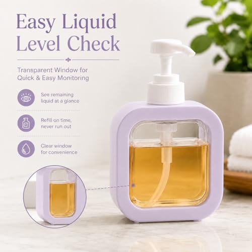 Image of Soap Dispenser for Wash Basin - Handwash Dispenser Bottle for Bathroom Sink - Liquid Soap Hand Wash Pump Bottle Plastic Container for Home, Bathroom(Purple,Pack of 2)