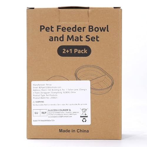 Feriva Matte und Napf im Set für Mikrochip-Futterautomaten, 1 Einzelne Schale, 1 Geteilte Schale, und 1 Matte, Anzug für Nass und Trockenfutter, Lebensmittel frisch halten, Leicht zu Reinigen