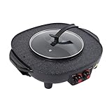 2-in-1 Grill Hotpot Elektro Hot Pot Tischgrill Aluminium Antihaft Beschichtet Schnellheizung 2000W Vielseitig Gesund Party Familienessen
