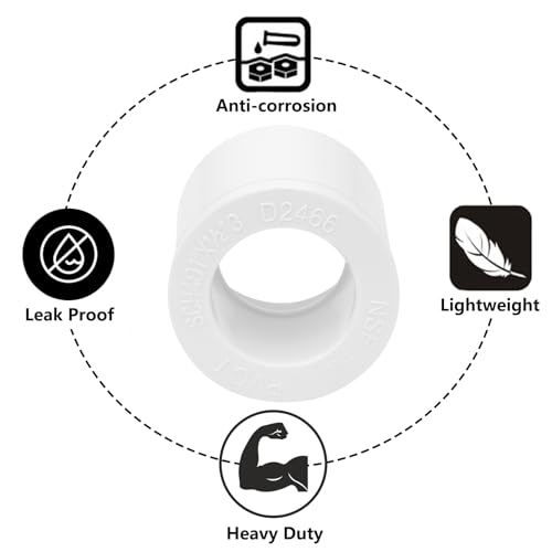 Lswteiz 10Pack 1\"x 1/2\" PVC DWV Reducing Bush Adapter Pipe Fitting SCH40 PVC Reducer Bushing (Socket x Socket) PVC Pipe Reducing Bushing Fitting for Home Sewer Plumbing