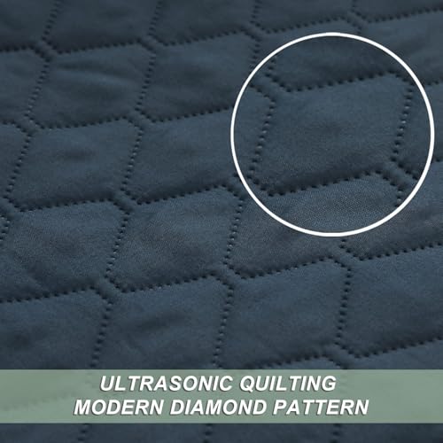 Exclusivo Mezcla Reversible Full Queen Quilt Bedding Set with Pillow Shams, Lightweight Quilts Queen Size, Soft Bedspreads Bed Coverlets for All Seasons - (Navy Blue, 90"x96")