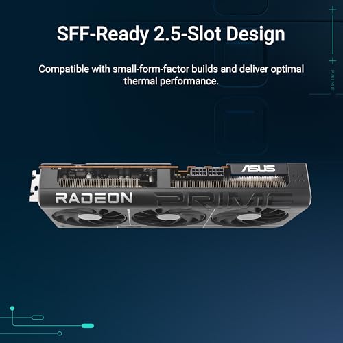 Image of ASUS Prime Radeon RX 9070 OC Edition Graphics Card (PCIe 5.0, HDMI /DP 2.1, 2.5-Slot Design, axial-tech Fans, Dual Ball Fan Bearings, Dual BIOS, GPU Guard)