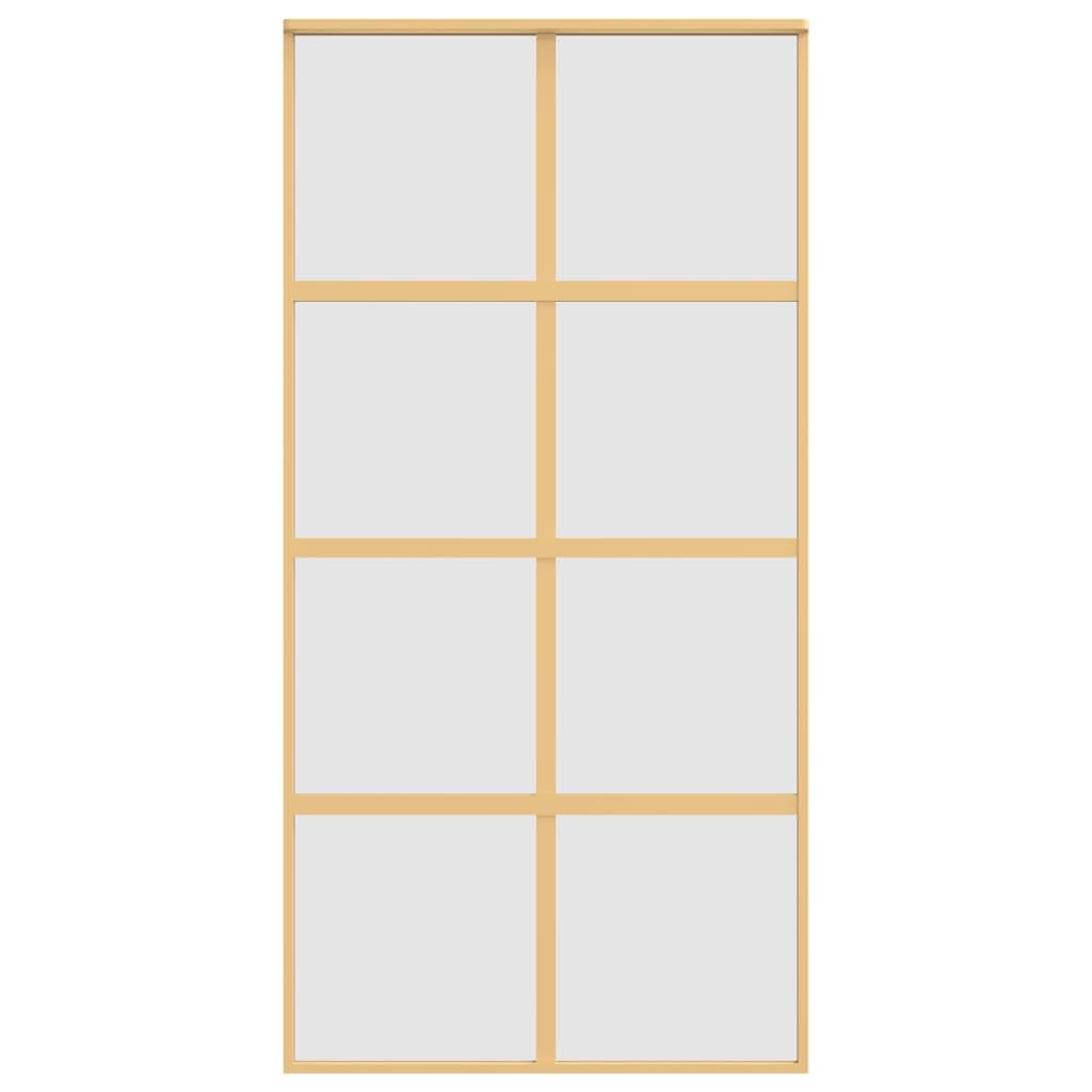 Drzwi przesuwne złote 102,5 x 205 cm, matowe szkło ESG, aluminium, materiały budowlane, drzwi, drzwi domowe