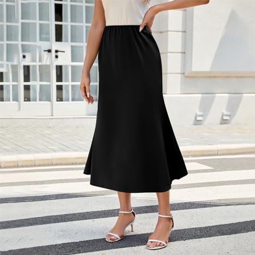 Womens Satin Skirts for Womens Silk Skirt Midi Skirt High Waisted Satin Dress Elegant Work Skirts2