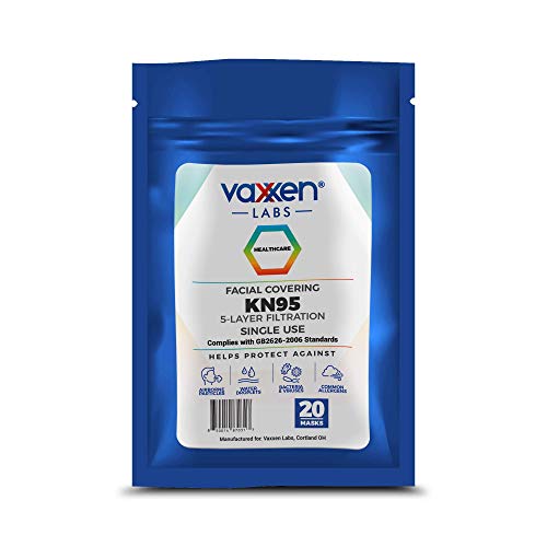 Vaxxen Labs Face Masks - 5 Layer Filtration - 20 Pack - Reusable Masks, Protection for Dust & Pollen - Filter Efficiency 95%+