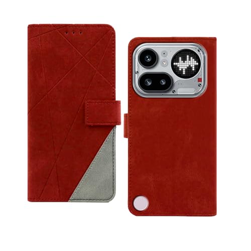 Image of amazon basics Nothing Phone 4A Pro 5G Flip Cover | Card Pockets Wallet & Stand | Flip Cover for Nothing Phone 4A Pro 5G (Red with Grey)