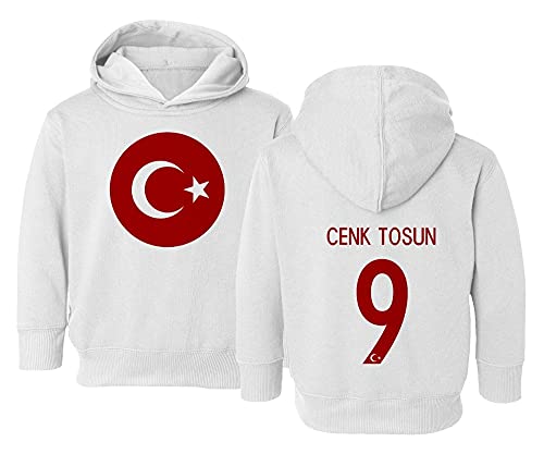 Flaura Europea Soccer 2020 Turkey #9 Cenk TOSUN Jersey Style Little Kids Girls Boys Toddler Hooded Sweatshirt (White, 2T)