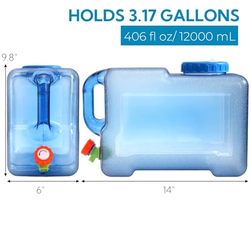 ZOOFOX Contenedor de Agua de 3.17 Galones con Grifo, Envase de Agua Portátil, Tanque de Agua para Emergencias sin Fugas para Senderismo, Camping y Picnic al Aire Libre miniatura 2