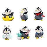 Rolin Roly ペンギン 北極 かわいい 6個セット ミニ置物 ミニチュア 可愛いフィギュア クラフト飾り 盆栽 ガーデン マイクロ風景飾り (ペンギン 6個セット)