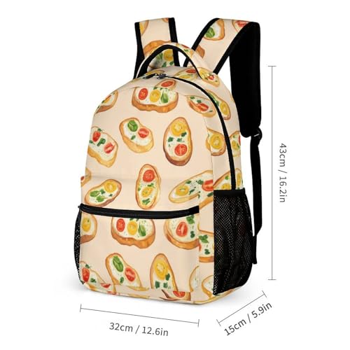 Crostini Pattern Funny Backpack Sets Lightweight 3Pcs Daypack Set with Lunch Box And Pencil Case for Women Men2