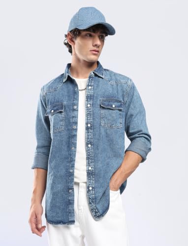 Image of INKD Men's Regular Fit Shirt - 100% Cotton | Casual Shirts for Men | Full Sleeve
