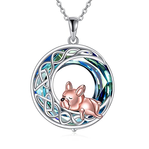 VONALA Collar de plata de ley 925 con colgante de zorro perezoso de Bulldog Francés, regalo para mujeres y niñas, meidum, Plata Plata esterlina, Circonia cúbica VONALA Collar de plata de ley 925 con colgante de zorro perezoso de Bulldog Francés, regalo para mujeres y niñas, meidum, Plata Plata esterlina, Circonia cúbica
