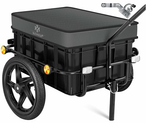 KESSER® Fahrradanhänger, Lastenanhänger, Handwagen mit Kupplung, Hochdeichsel, für Fahrrad Transportanhänger Transportbox mit 70 Liter Volumen, Max. 60kg, + Zubehör für Fahrräder mit 26-28 Anthrazit KESSER® Fahrradanhänger, Lastenanhänger, Handwagen mit Kupplung, Hochdeichsel, für Fahrrad Transportanhänger Transportbox mit 70 Liter Volumen, Max. 60kg, + Zubehör für Fahrräder mit 26-28 Anthrazit