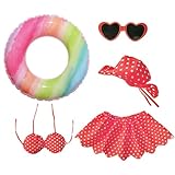 SUNCN ポーチガチョウ衣装,ガーデンガチョウ衣装 - ビキニ 浮き輪 サングラス 帽子 像アクセサリー ガーデン装飾 ハワイアンローンアート 約58cm用 ヤードパーティー アウトドアイベント パティオ