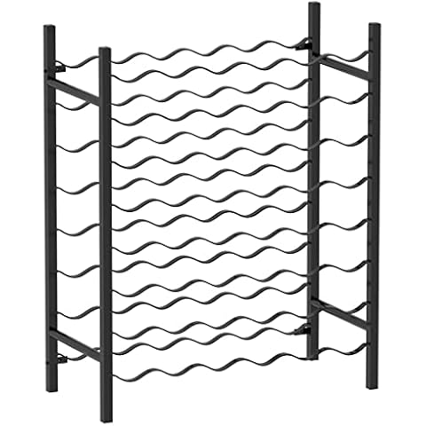 vidaXL Weinregal für 48 Flaschen Freistehend Flaschenregal Flaschenständer Flaschenhalter Regal Weinflaschenregal Weinständer Schwarz Metall Cover