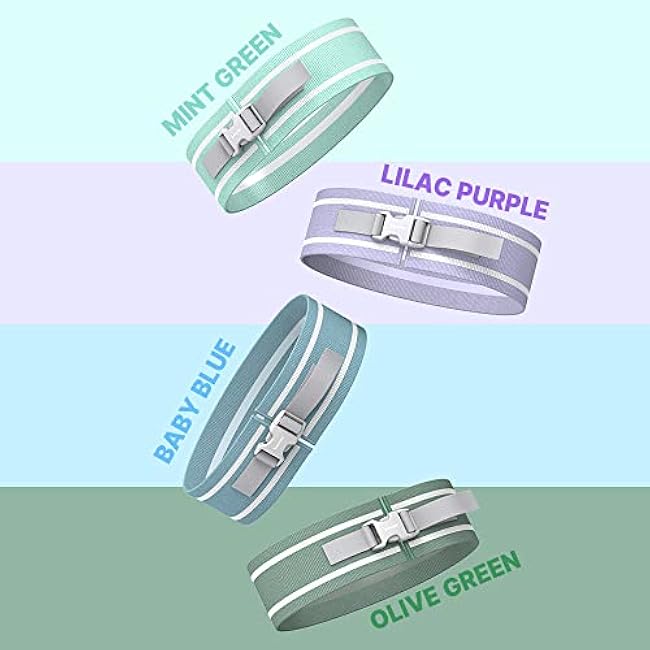 Adjustable Booty Band, Fabric Resistance Bands with Buckle, All-in-One, Non-Slip Bands for Women and Men, Hip Loops for Leg Squat Butt Glutes - Multicolour