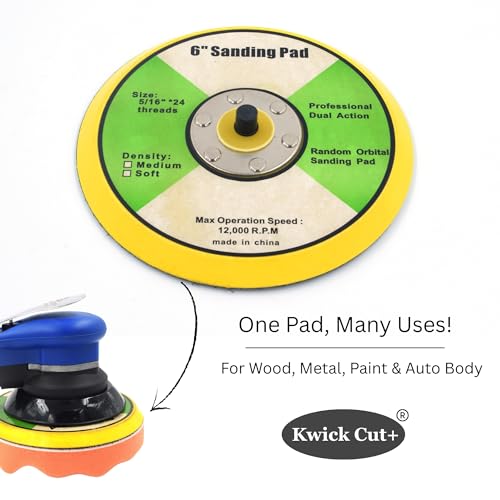 Image of Kwick Cut+ 6 Inch (150mm) Velcro Sanding Pad 8mm Male Thread | Hook & Loop Backing Plate for Dual Action & Random Orbital Polisher | 12,000 RPM | Backup Pad for Sanding, Buffing & Polishing