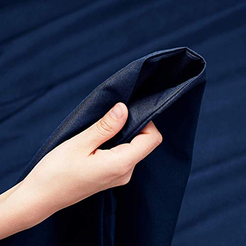 Anili Mili's Triple Stitch Embroidery Affordable 4 Pc Bed Sheet Set - Full Size, Navy Blue #TOP3