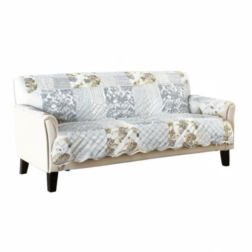 Image of Great Bay Home Reversible Patchwork Sofa Cover - Washable Slipcover Furniture Protector with Elastic Straps - Perfect for Kids & Pets - Box-Stitched Detail (Grey)