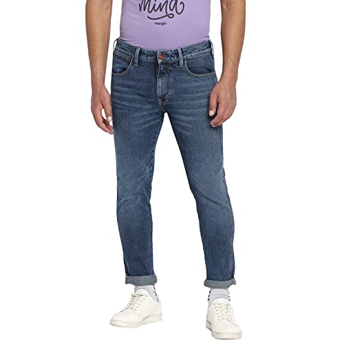 Image of Wrangler Men Bostin Blue Dust Slim Fit Jeans