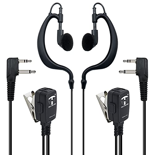 TechSide Microphone Earpiece with Double Spiral Cable 2-Pin Midland, 2 x Wrap Around Earbuds (Midland)