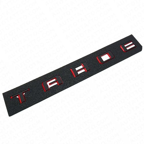Image of 1Pc 2021+Tahoe Liftgate Nameplate 3D Badge Letter Logo Emblem RST Replacement for Tahoe (Black Red)